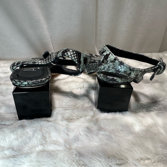 New AGL Angie Ankle Strap Snakeskin Print Leather Sandal Menthe-nero Size 8 - Picture 5 of 6